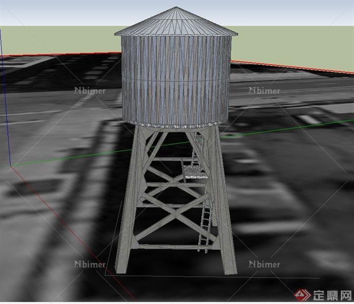 现代某水塔建筑设计SU模型