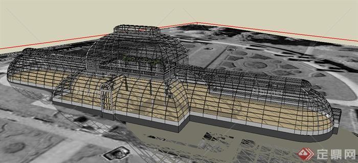 某植物园一温室大棚建筑设计su模型
