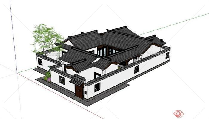 古典中式合院住宅建筑SU模型[原创]