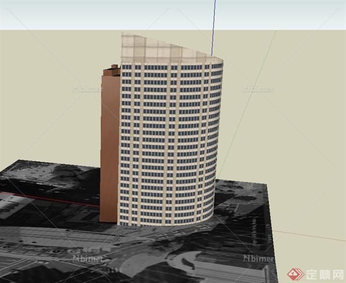 某弧形电信大厦建筑设计SU模型