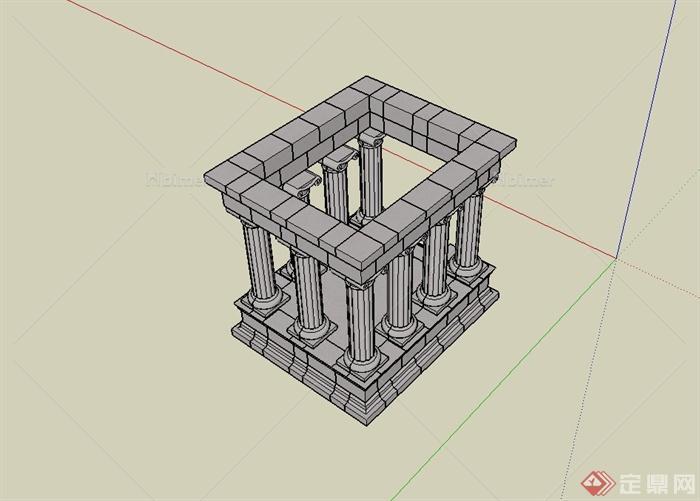 某欧式风格廊架独特设计SU模型[原创]