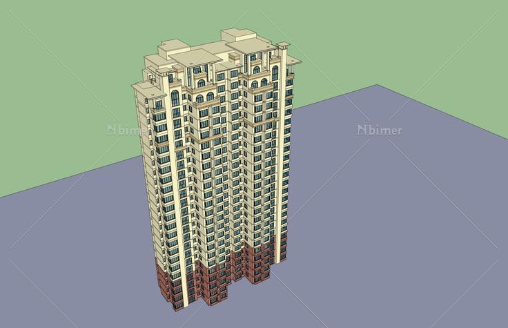 简欧高层住宅楼(46844)su模型下载