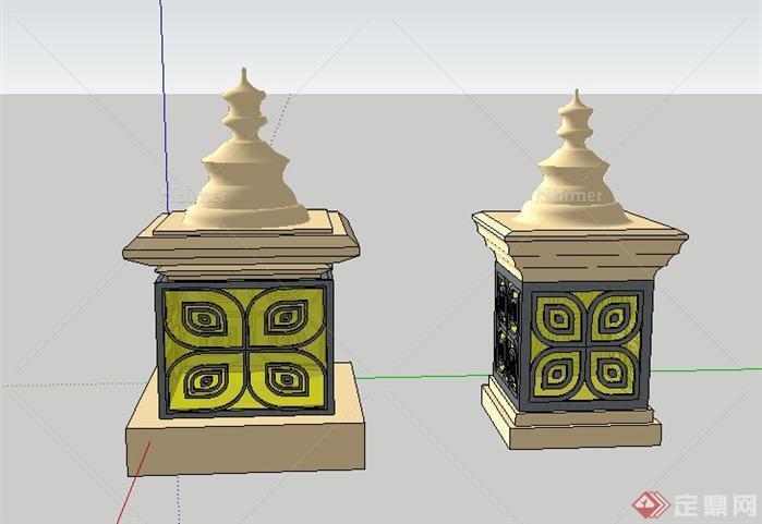 东南亚风格墙头灯SketchUp(SU)3D模型