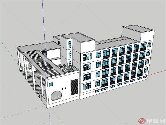 现代风格多层学校教育建筑楼su模型[原创]