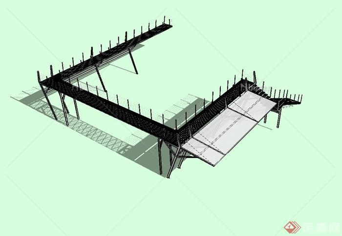 现代风格人形景观桥设计su模型[原创]