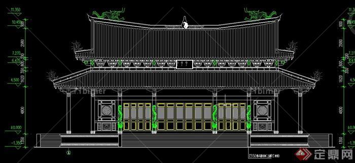 某古典中式文化阁楼建筑设计CAD方案图