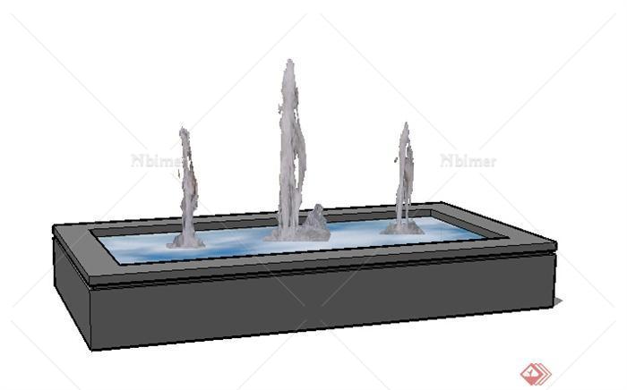园林景观之喷泉水景节点景观设计su模型