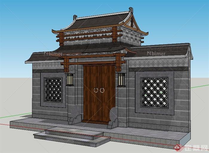 古典中式民宅垂花门su模型