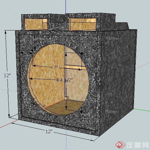 一个矩形喇叭外壳su模型