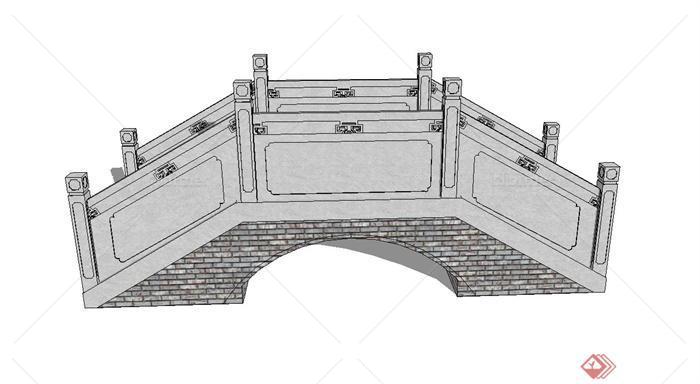 古典中式园桥拱桥设计su模型