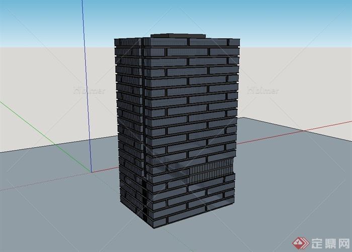 现代风格多层办公楼详细建筑su模型[原创]