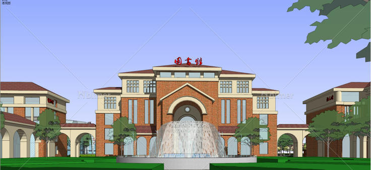 中学校园，中式风格，4层