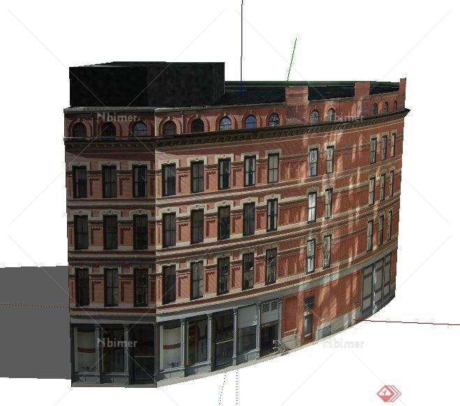 新古典风格多层办公楼建筑设计su模型