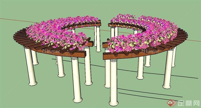 园林景观节点圆形花架设计SU模型