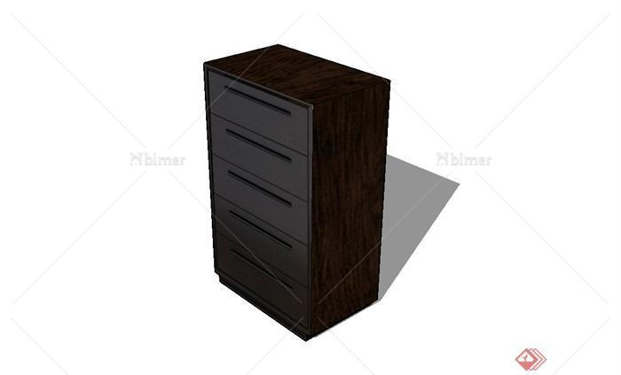 现代木制床头柜设计su模型[原创]