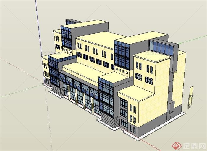 某现代简单的商业建筑设计su模型