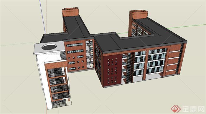 某学校教学楼建筑SU设计模型