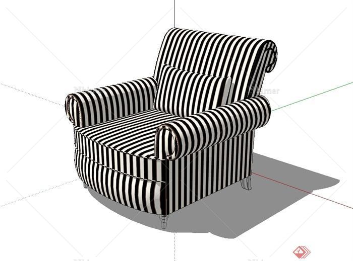 现代风格独特单人沙发椅设计SU模型[原创]