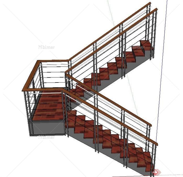 建筑节点铁艺折叠楼梯设计SU模型