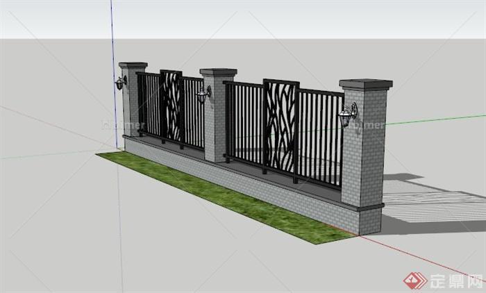 4格现代围墙设计sketchup 模型[原创]