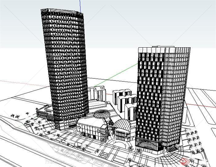 某现代风格高层商业建筑设计方案SU模型3