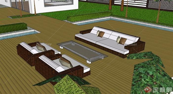 某私家别墅屋顶花园景观规划设计SU模型[原创]