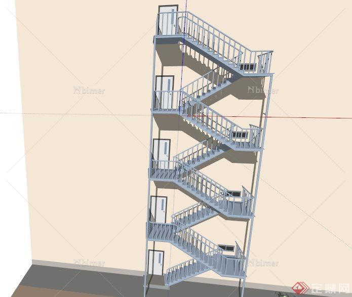 建筑外墙铁楼梯SU模型