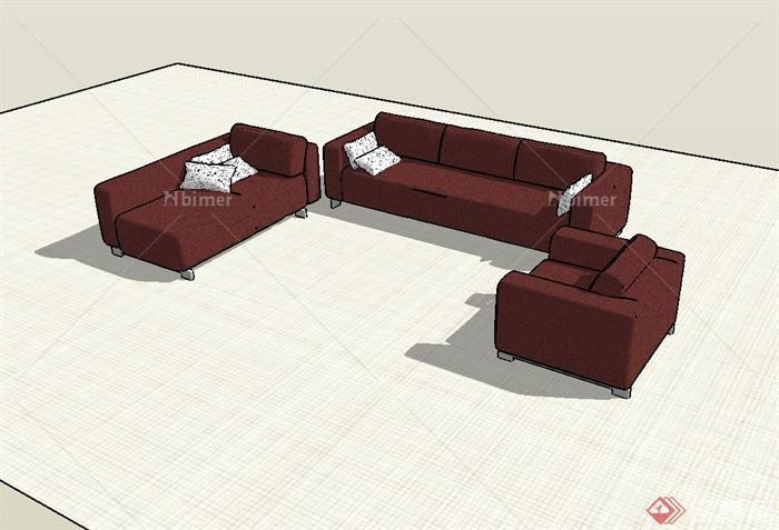 现代风格多个室内沙发组合设计SU模型[原创]