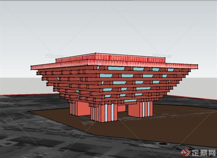 世博会中国文化馆设计su模型
