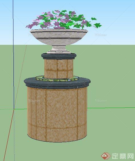 圆筒形景观节点花钵设计SU模型