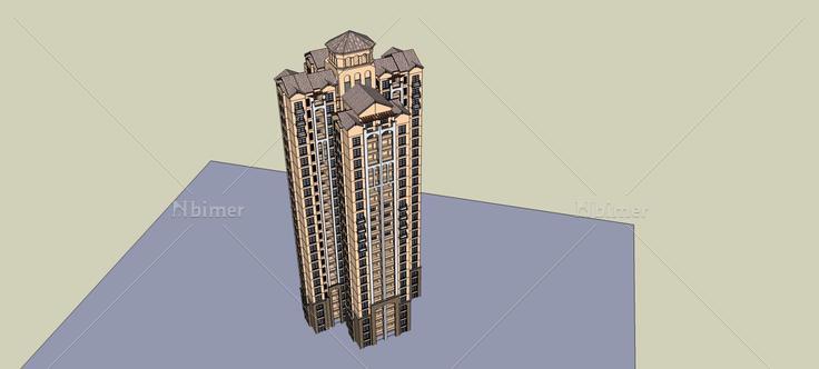 西班牙风格高层住宅楼(73575)su模型下载