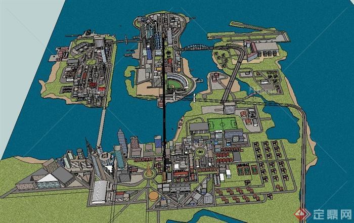 某沿海城市规划设计su模型
