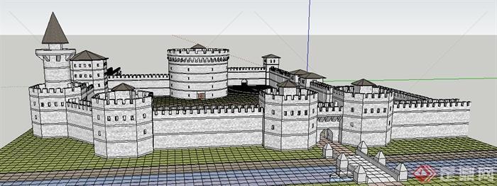 欧式城堡建筑设计SU模型