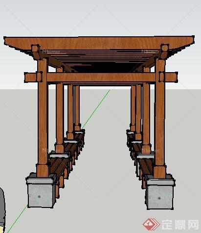 园林景观之现代风格廊架设计su模型
