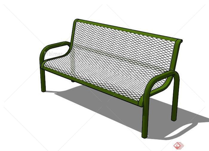 现代户外铁网长椅设计SU模型[原创]
