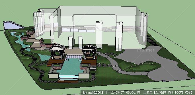 别墅私家庭院 su模型
