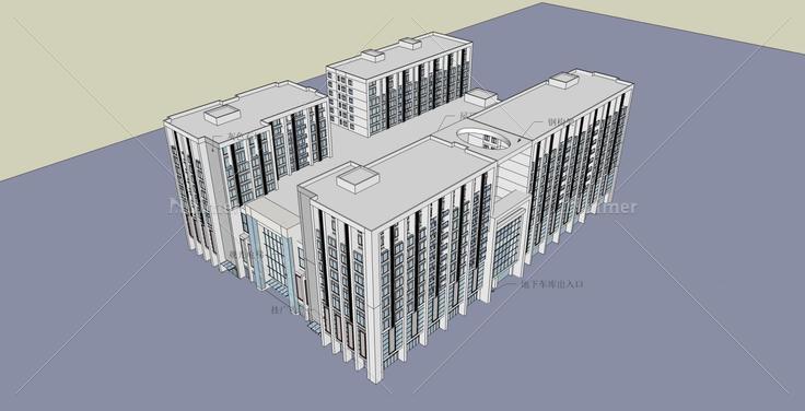现代高层商业住宅楼(36115)su模型下载
