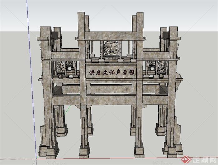 某文化产业园方形门廊设计SU模型