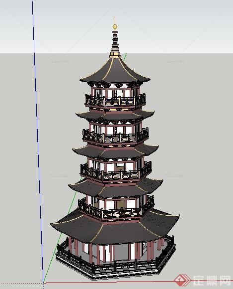 某古典中式古建塔楼su模型