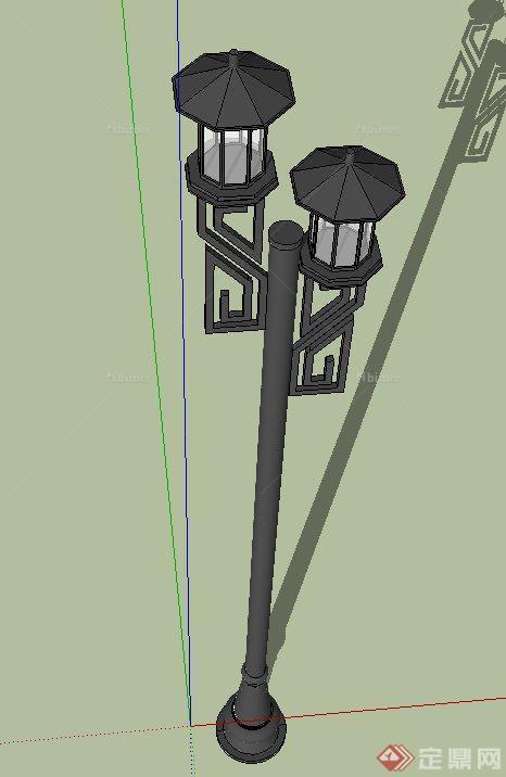 园林景观节点中式风格路灯SU模型