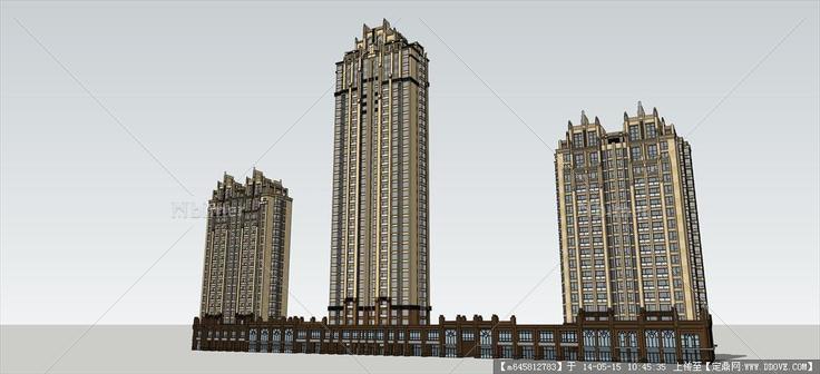 Sketch Up 精品模型---新古典主义高层住宅带底商
