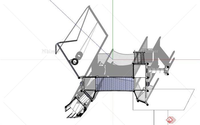 现代简约儿童游乐设施SU模型素材