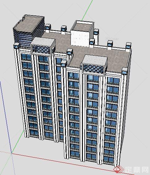 某现代11层公寓住宅楼建筑设计su模型[原创]