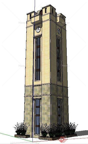某现代风格景观塔楼设计su模型