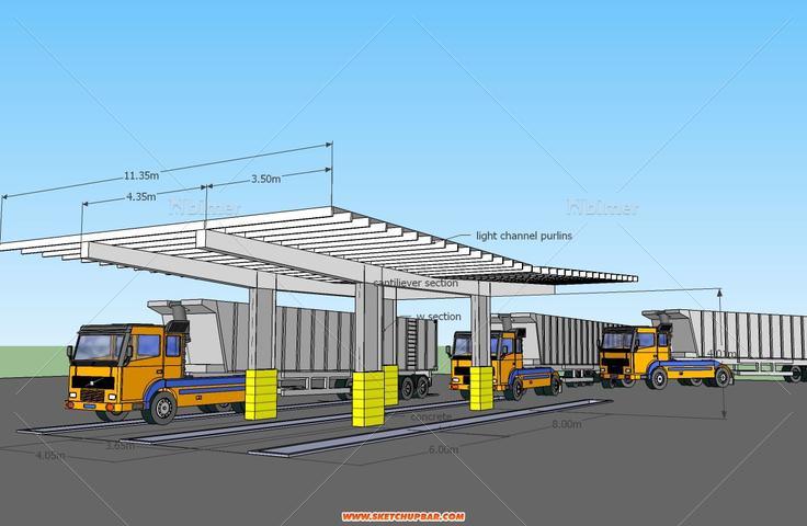卡车维修车棚及卡车SU模型