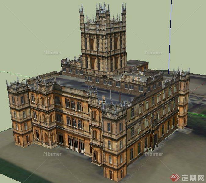 哥特式风格海克利尔城堡建筑设计SU模型