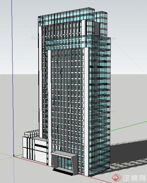 现代矩形高层办公楼建筑设计su模型[原创]