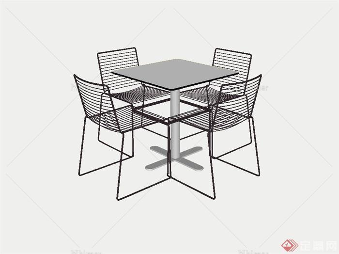 某现代室内桌子椅子组合设计su模型[原创]