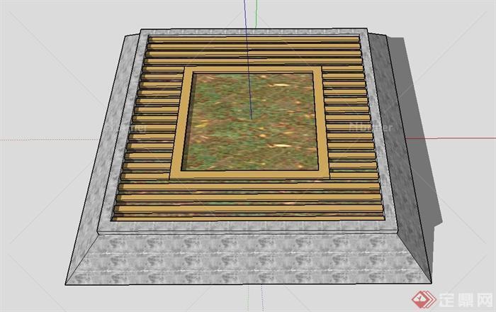 现代梯形树池设计su模型[原创]