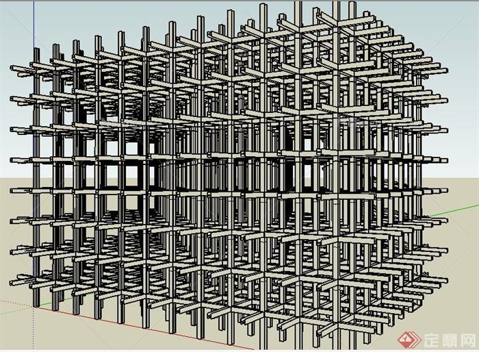 某多层建筑物框架su模型